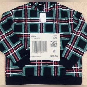 NEW..MEN XXL JORDAN PLAID RETRO ESSENTIALS FLEECE PULLOVER HOODED SWEATER(MULTI)